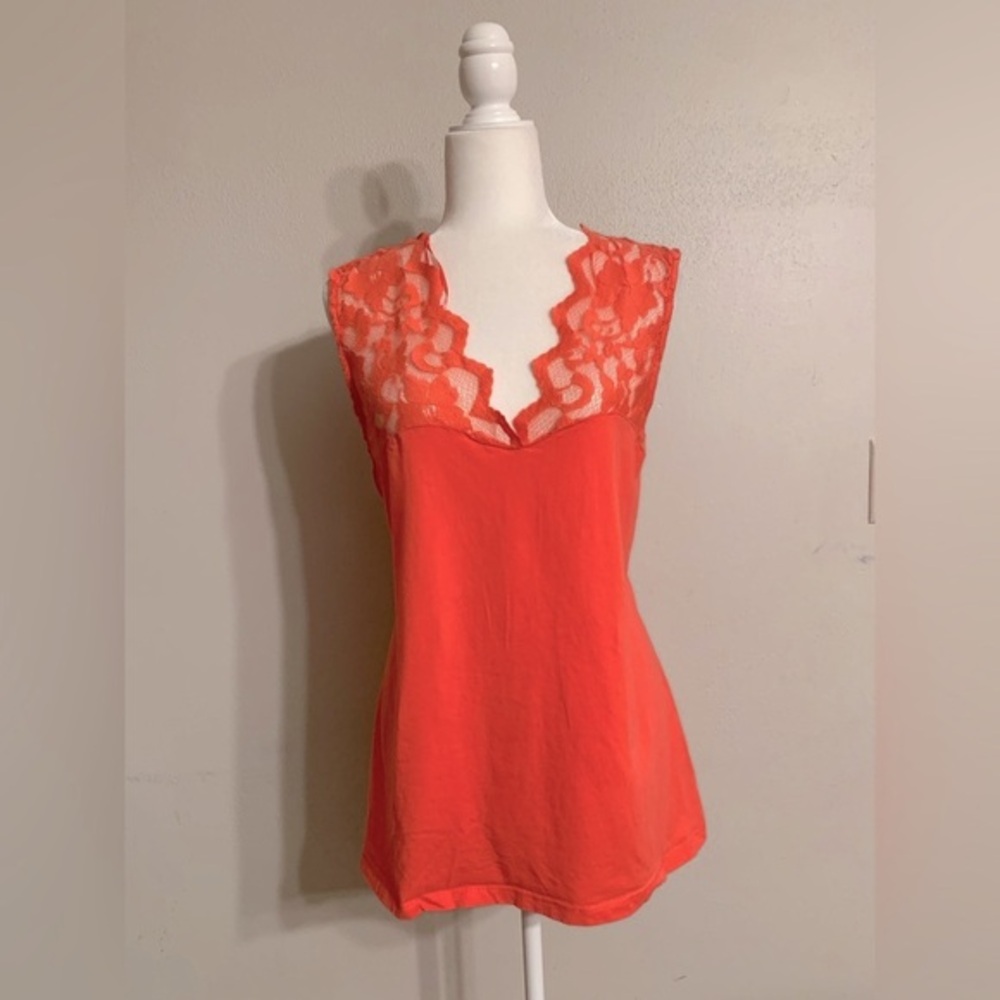 Ambiance Orange Lace Trim Sleeveless Camisole
